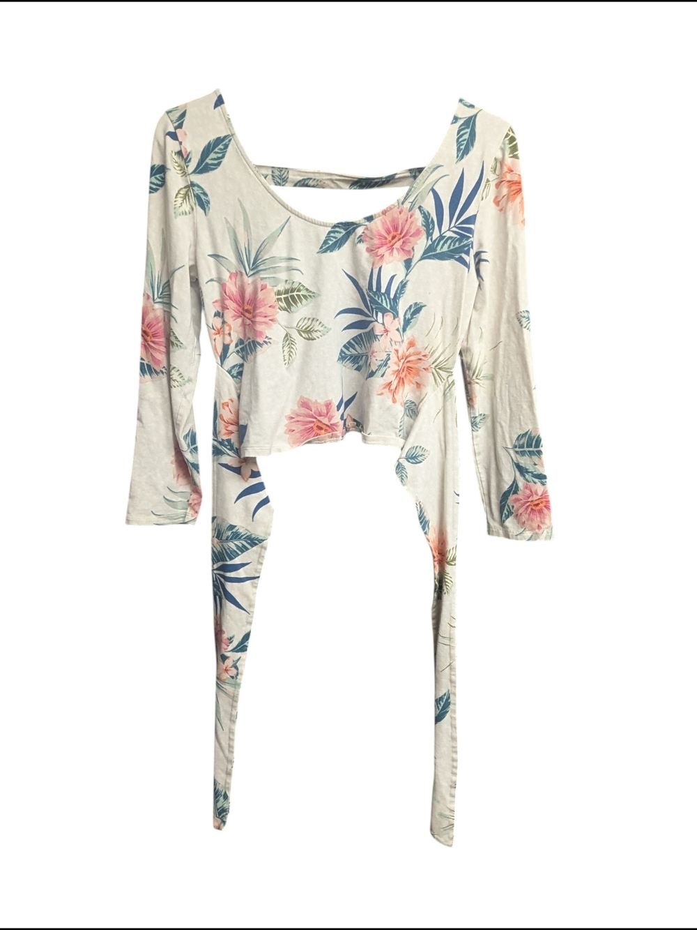 Guess Floral Back Tie Crop Top Size L